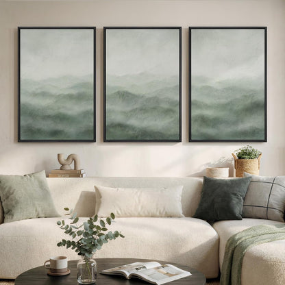 Large Framed Abstract Nature Landscape Wall Art for Living Room, Set of 3 Modern Canvas Prints Paintings Artwork for Walls, Green Lake Pictures for Hallway, Dining Room, Office Wall Decor 24x36 Inch