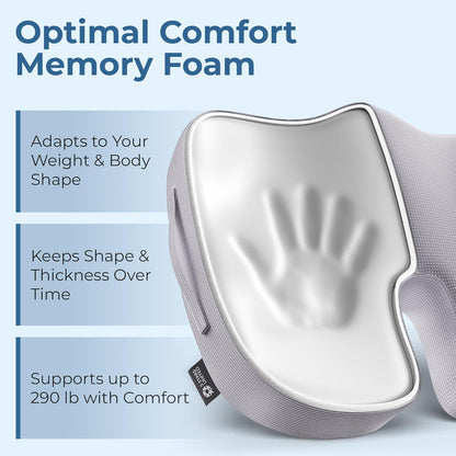 5 STARS UNITED Seat Cushion - Memory Foam Chair Cushion for Tailbone Pain Relief - Ergonomic Support for Coccyx, Sciatica & Butt - Office, Desk & Gaming Chair, Car Seat, Wheelchair, Airplane, Black