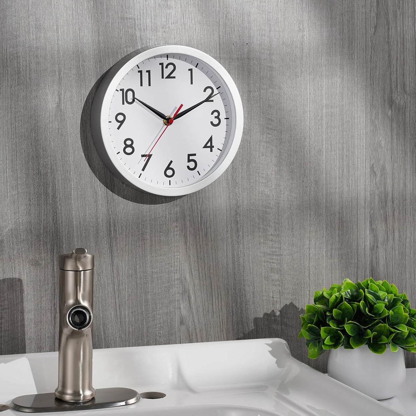 AKCISOT Wall Clock, Modern Small Wall Clocks Battery Operated 8 Inch, Silent Non-Ticking Analog Classic for Office, Home, Bathroom, Kitchen, Bedroom, School(Black)