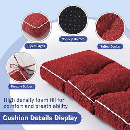 IPYNBAP Bench Cushion, 42 x 16 Inch Patio Furniture Cushions with Durable Ties, Soft Memory Foam Bench Cushions for Indoor/Outdoor Furniture with Non-Slip Bottom, Kitchen&Dining, Dark Grey