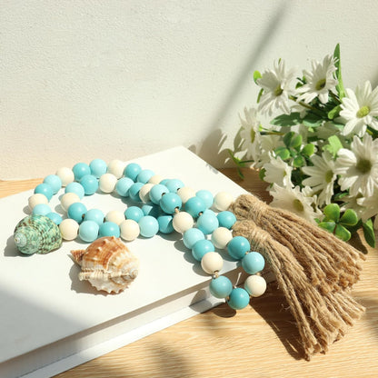 Meplait Wood Bead Garland, 39in Farmhouse Beads with Tassels for Tiered Tray Decor
