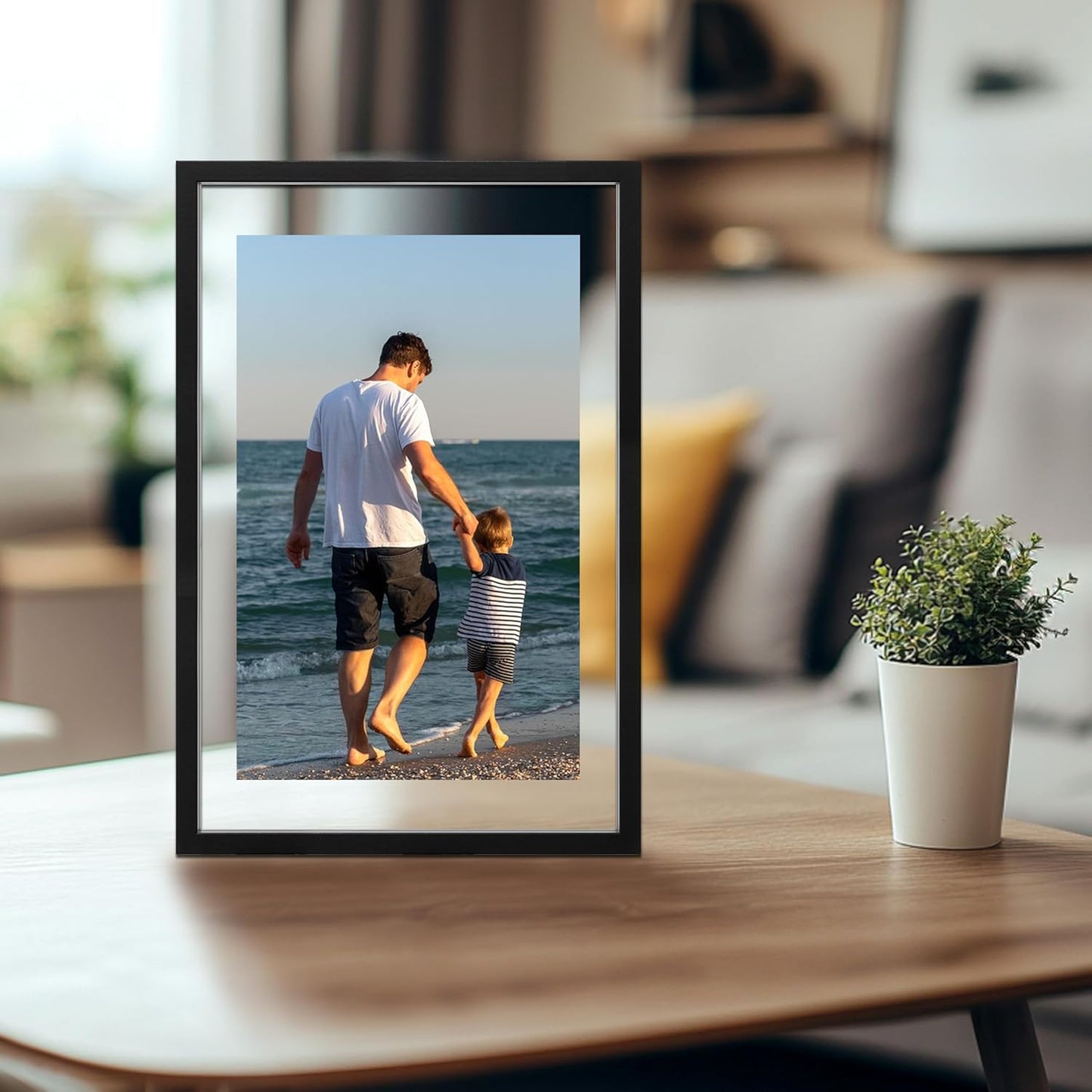 CORE ART 8x10 Floating Picture Frame,Double Plexglass Floating Frame for 5x7,4x6 Pictures,Wall or Tabletop Display,Black