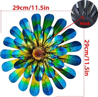 HOOEN Metal Flowers Wall Decor 2pack Wall Art Decorations Hanging for Indoor Outdoor Home Garden Farmhouse Yard Patio Fence Living Room Bedroom Decor