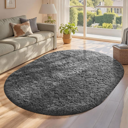 Ophanie Round Rugs 5Ft Ivory Circle Area Rug, Nursery Room Decor, Christmas Aesthetic Bedroom Home Circular Carpet 5 Foot, Fluffy Fuzzy Shag Plush Cream Living Room Rugs for Kids Boys Girls Teen Baby