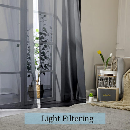OWENIE Sheer Curtains 84 inches Long 2 Panels Set for Living Room/Bedroom, Rod Pocket Voile Sheer Panel Drapes, White, 2pcs, Each 42" W x 84" L - Colors B