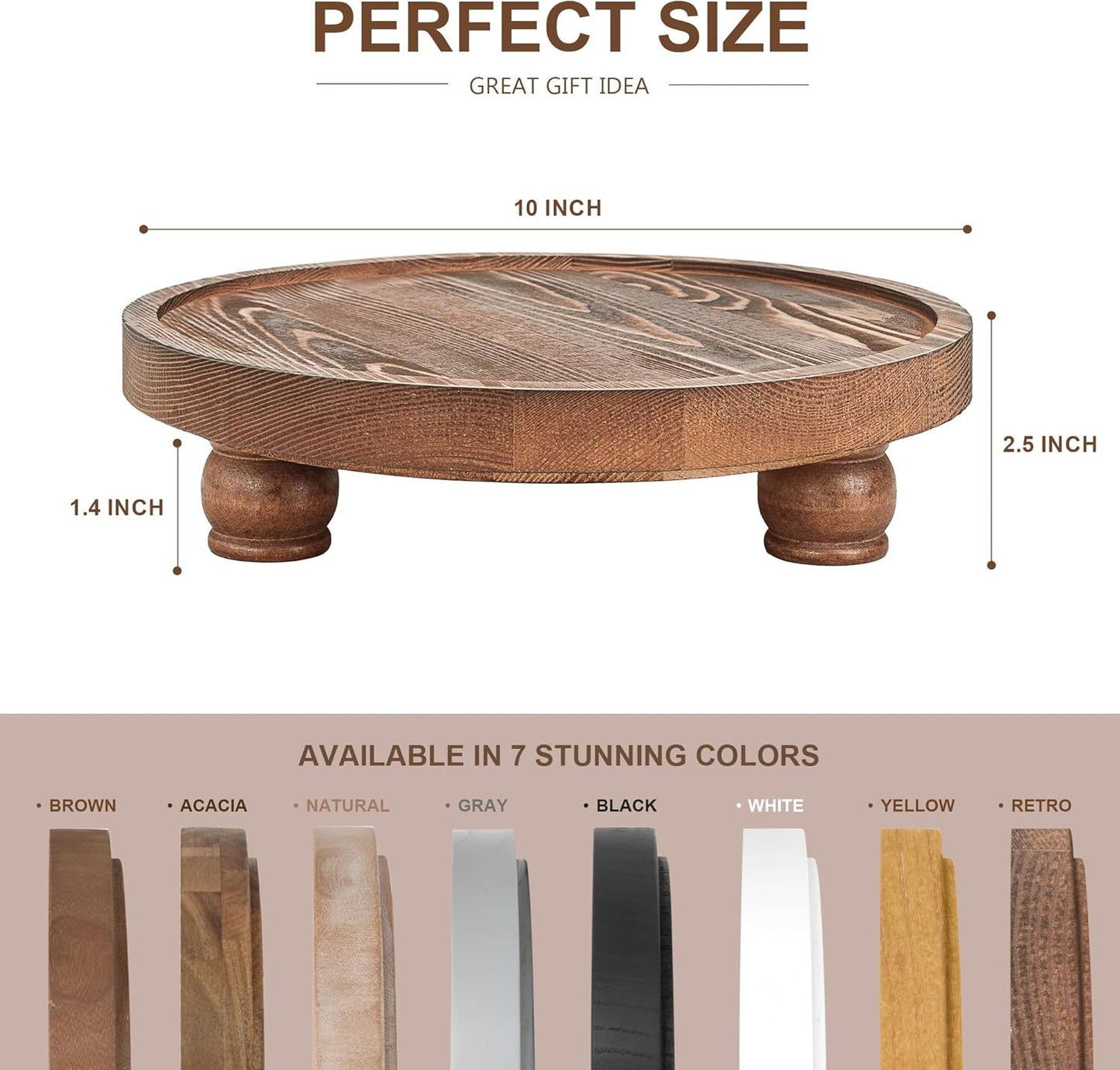EOSAHR Farmhouse Pine Wood Riser for Home Decor – Round Pedestal Stand for Coffee Table & Kitchen Sink – Stylish Display Stand for Dish Soap Dispenser, Candles, Plants and Cupcakes (Green)