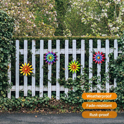 Giyyomtr Metal Flowers Wall Decor - 4pcs 6.2'' Metal Wall Art Hanging Decorations for Outdoor Fence Garden Yard Patio Exterior Wall Decor