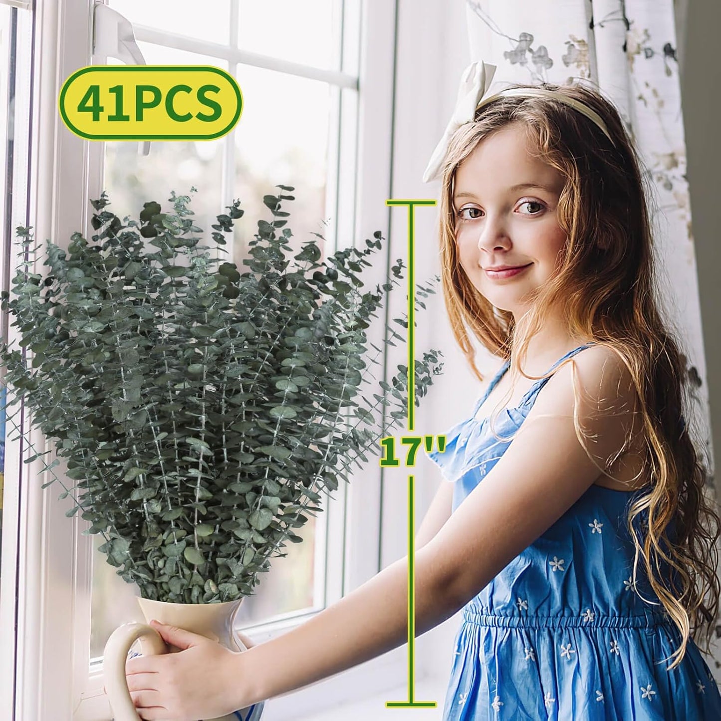 11 PCS Real Dried Eucalyptus Stem for Shower & Bathroom Decor - 17'' Large Natural Fresh Eucalyptus Leaves Hanging Plants, Shower Stuff Green Home Vase Decor, DIY