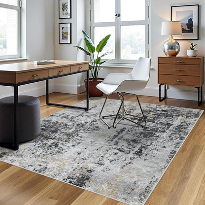 8x10 Area Rugs for Living Room Rug Washable: Abstract Large Rug for Dining Room Bedroom Carpet Non Slip 8 by 10 Indoor Modern Nursery Home Office Blue Grey