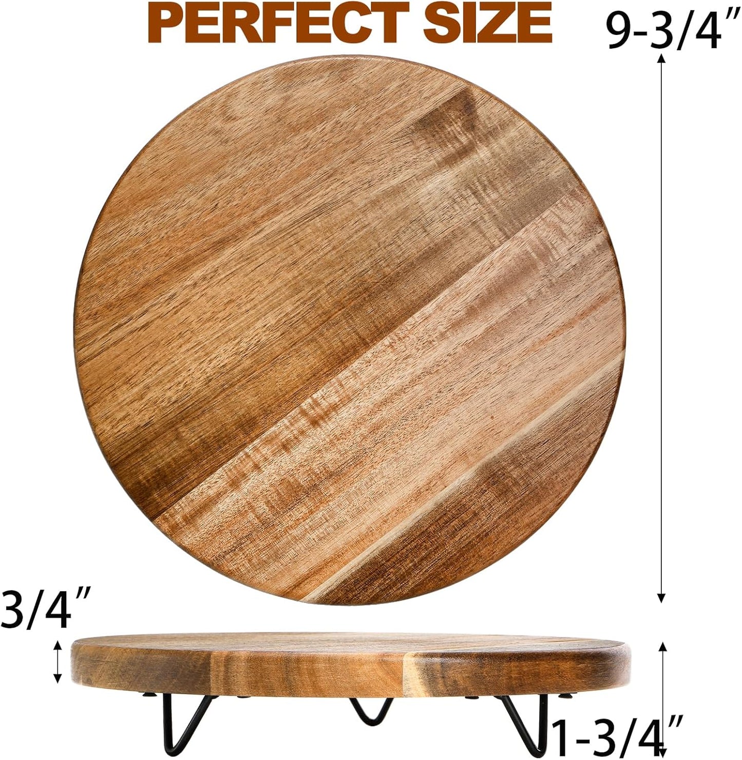 TOPZEA Decorative Round Wood Riser for Display, 10 inch Acacia Wood Pedestal Stand Farmhouse Kitchen Decor Tray Coffee Table Bathroom Counter Organizer for Plant Pot, Perfume, Cake, Lamp
