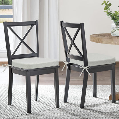 Shinnwa Dining Chair Pads, Patented Design Memory Foam Kitchen Chair Cushions with Ties and Washable Cover, 17" x 16" x 2", Black