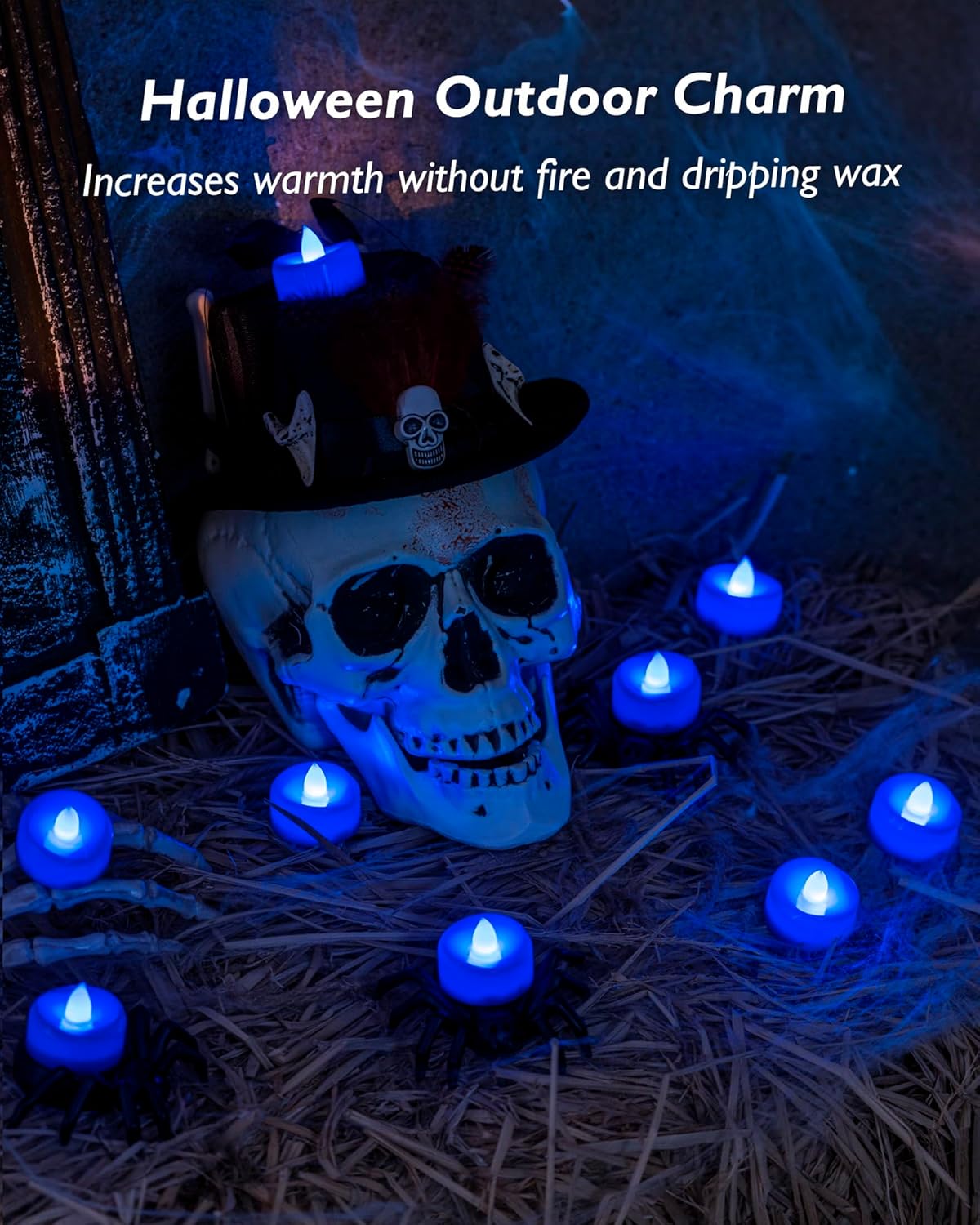 merrynights LED Candles, Tea Lights Candles Battery Operated Bulk, 50-Pack Long-Lasting 200 Hours Flameless Tealight Candles, Realistic Tea Lights for Christmas Halloween Wedding, 1.5'' D X 1.25'' H