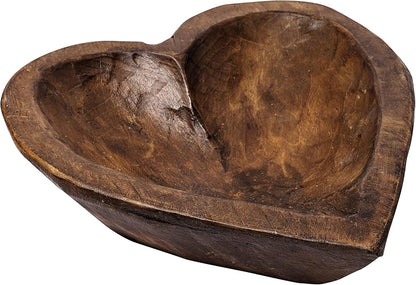 MAINEVENT Decorative Bowl Home Decor Approx 10 Inch, Hand Crafted Spanish Oak Wooden Dough Bowl Decor, Table Centerpiece Made in USA