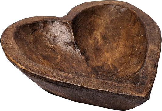 MAINEVENT Decorative Bowl Home Decor Approx 10 Inch, Hand Crafted Spanish Oak Wooden Dough Bowl Decor, Table Centerpiece Made in USA