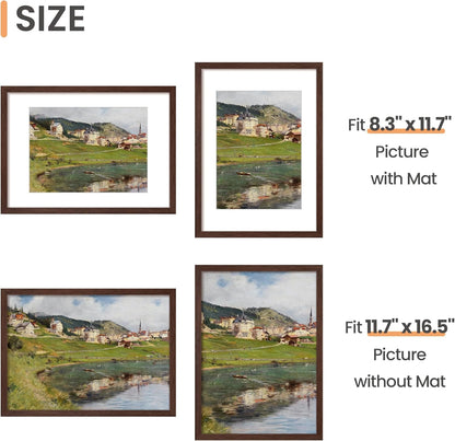 upsimples 8x10 Picture Frame, Display Pictures 5x7 with Mat or 8x10 Without Mat, Wall Hanging Photo Frame, Black, 1 Pack - Colors B