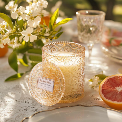 LA JOLIE MUSE Santal Rose Scented Candle – Saffron, Rose & Leather | 6 oz Natural Soy Wax | 40 Hours Clean Burn | Self Care Gifts for Women | Elegant Home Decor