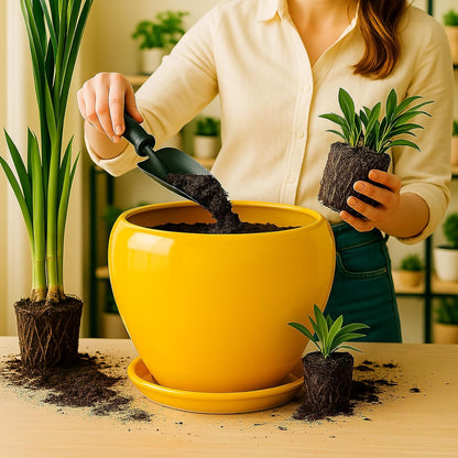 Deep Dream 6 Inch Plant Pots- Ceramic Planter Pot with Drainage Hole and Saucer, Round Flower Pot for Indoor Outdoor Succulent, Snake Plants and Cactus, Blue