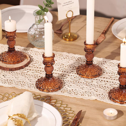 DARJEN Candlestick Holders Set,12Pcs 4" H Taper Candle Holders Bulk, Clear Glass Candle Holders for Wedding, Spring Party, Romantic Dinner, Festival & Windowsill Decor