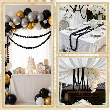 Canlierr 2 Pcs 5.6ft Wedding Giant Pearl Garland Decorations Large Faux Bead Garland with Hook for Ceremony Photo Booth Outdoor Proposal Scene Garden Beach Party Decor(Ivory White,25mm,Simple)