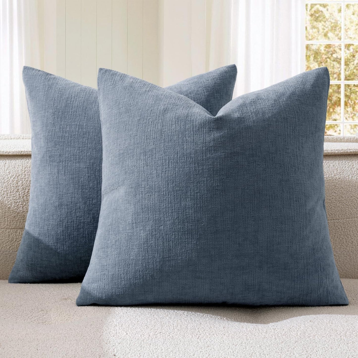 MIULEE Olive Green Couch Pillow Covers 18x18 Inch, Set of 2 Soft Chenille Decorative Square Throw Pillow Covers Farmhouse for Sofa Living Room Bed
