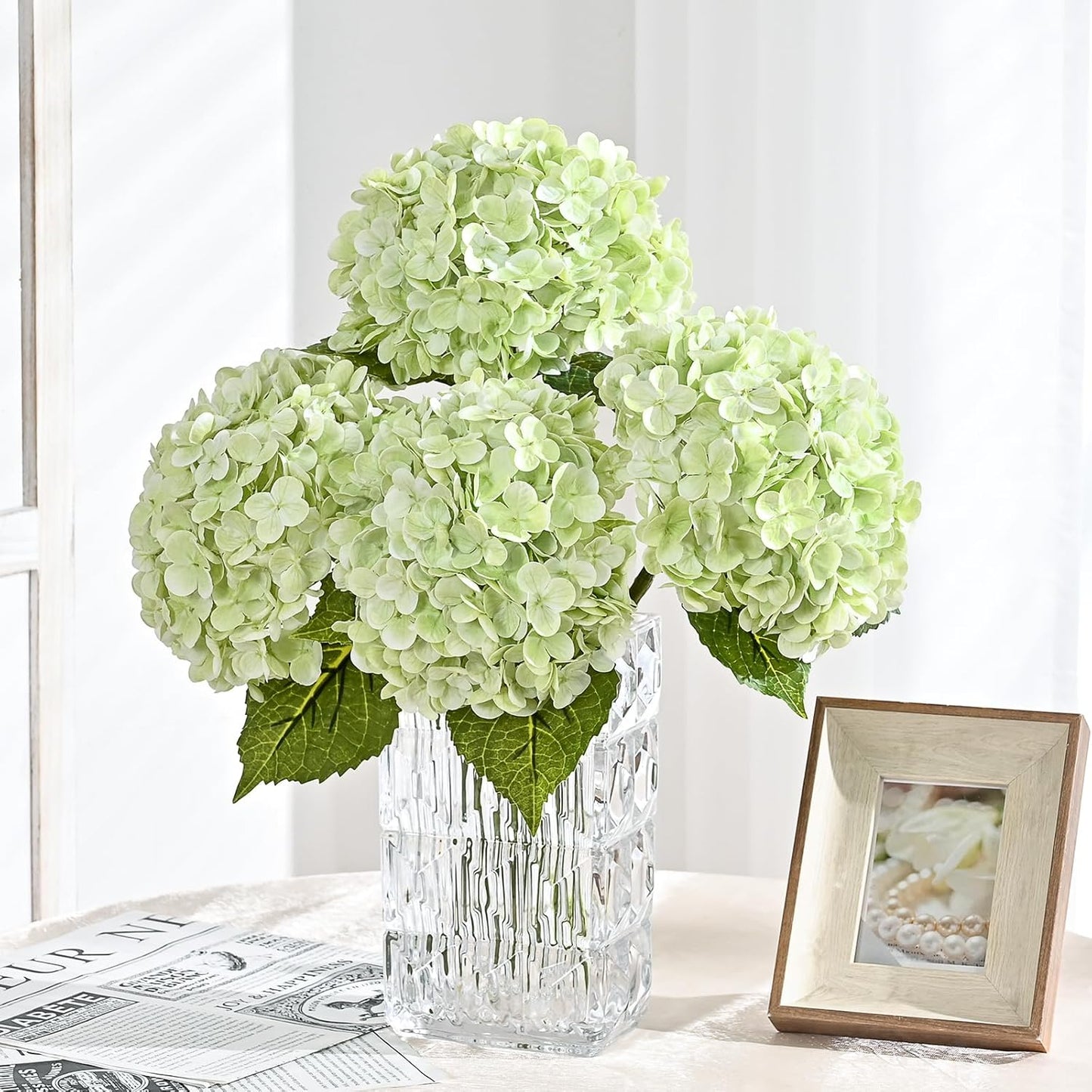 MARTINE MALL 3Pcs 21in Hydrangea Artificial Flowers, Latex Real Touch Hydrangeas Lifelike Large Hydrangea Flowers for Home Decor Party Arrangements Wedding Bouquets Centerpieces (Blue)