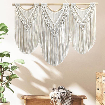 RUIZHIXUAN large macrame wall hanging - Boho Tapestry Macrame Wall Decor Art- Chic Bohemian Handmade Woven Tapestry Home Decoration for Bedroom Living Room Apartment Dorm Gallery - 43"x32" (Bead)