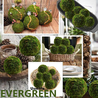 Usmola 18pcs Fake Moss Balls, 6pcs 3.2" Faux Green Balls + 12pcs 2" Artificial Moss Decorative Balls for Centerpiece Bowls (Fresh Green)