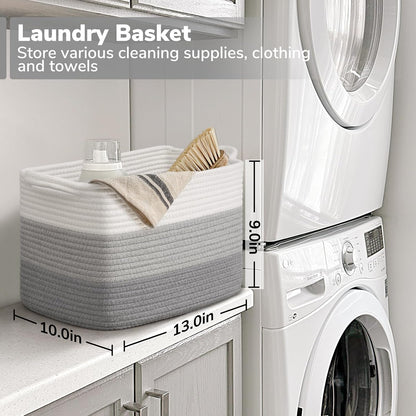 Goodpick Cube Storage Bins - Towel, Book, Cloth, Shoes, Closet Shelf Woven Baskets for Office, Baby Laundry, Toys, 13''x10''x9''