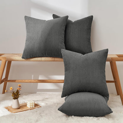 Topfinel Decorative Throw Pillow Covers Cushion Cases, Set of 4 Soft Velvet Modern Double-Sided Designs, Mix and Match for Boho Farmhouse Fall Home Decor (18x18 inch, Orange/Teal)