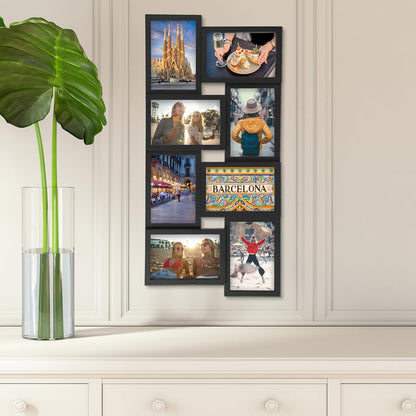 MELANNCO Collage Picture Frame for Wall, Holds 12 Photos - Six 4x6 and Six 6x4 Images, 18x23 Inch Black Plastic Frame, Hang Horizontal or Vertical, Gallery Wall Decor