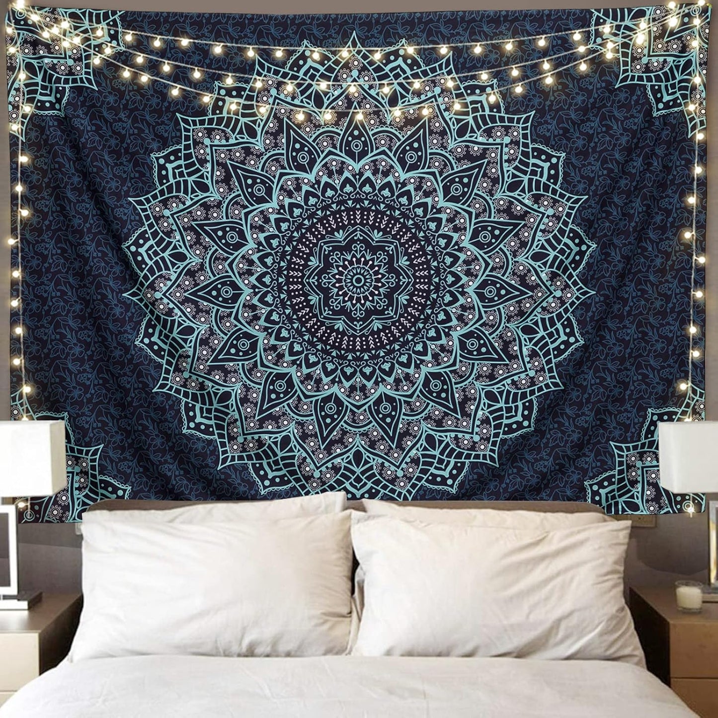Black Mandala Tapestry Wall Hanging Psychedelic Wall Tapestry Aesthetic Indian Hippie Decor Bohemian Art Boho Home Decoration for Bedroom,Living Room,Dorm