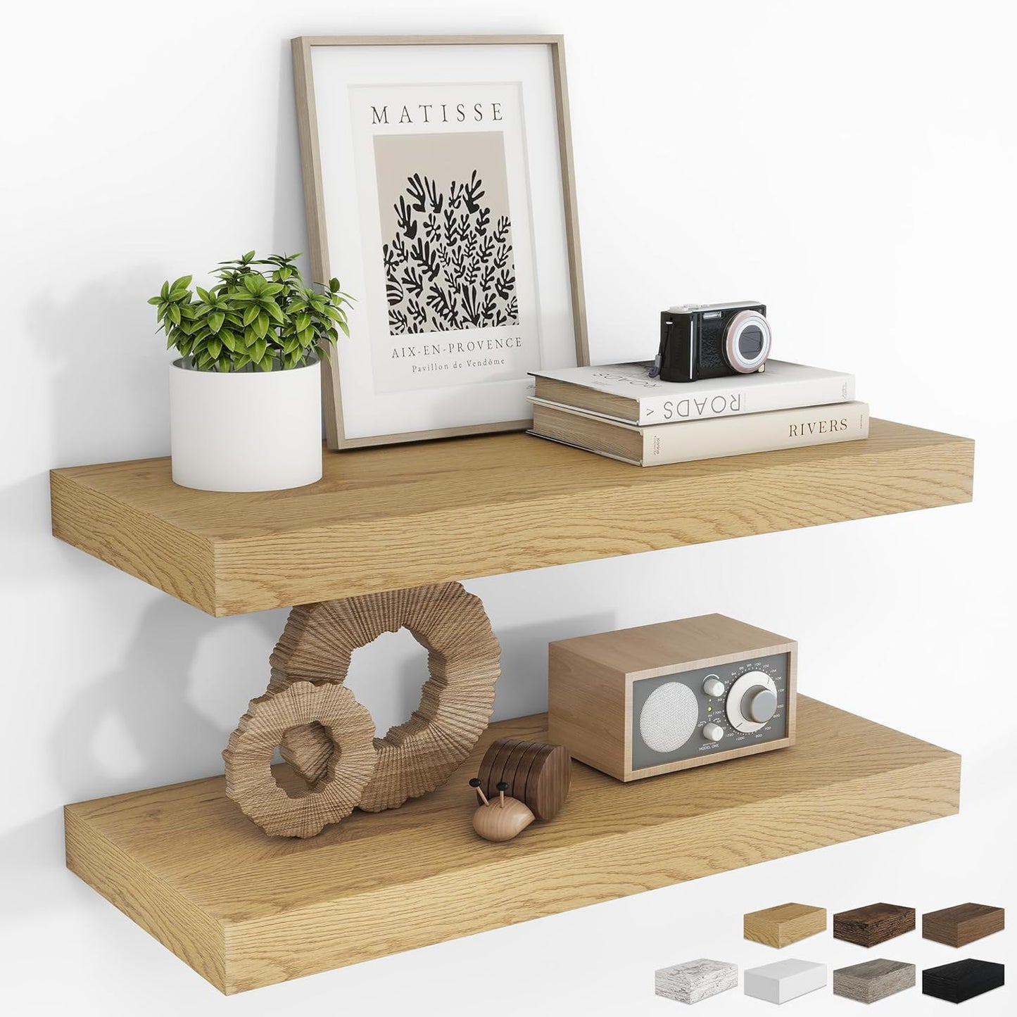 RICHFOCUS 72Inch Floating Shelves for Wall 2 Pack Shelves for Bedroom|Kitchen|Bathroom Wall Mounted Rustic Wood Floating Shelf with Invisible Brackets for Books|Storage|Decor, Rustic Brown