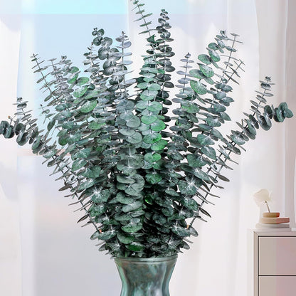 Eslibin 21 Pcs Real Dried Eucalyptus Stems, 17" Natural Fresh Eucalyptus Branches for Shower, Greenery Leaves for Vase Filler, Fragrance, Fresh Silk Dry Live Plants Decor