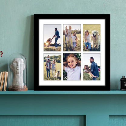 Americanflat 4x6 Collage Picture Frame with Shatter-Resistant Glass - Fits Five 4x6 Photos or Use as One 11x14 Picture Frame - Signature Collection - Collage Frames for Wall Display - Black