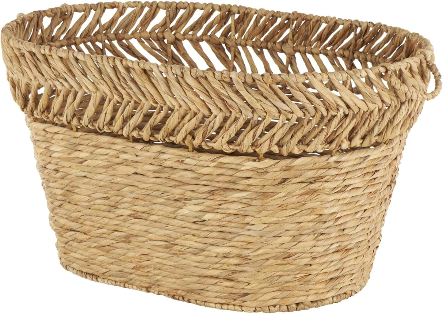 Deco 79 Seagrass Handmade Decorative and Functional Storage Basket Large Woven Basket Organizer with Ring Handles, Basket for Storage 20" x 18" x 19", Brown