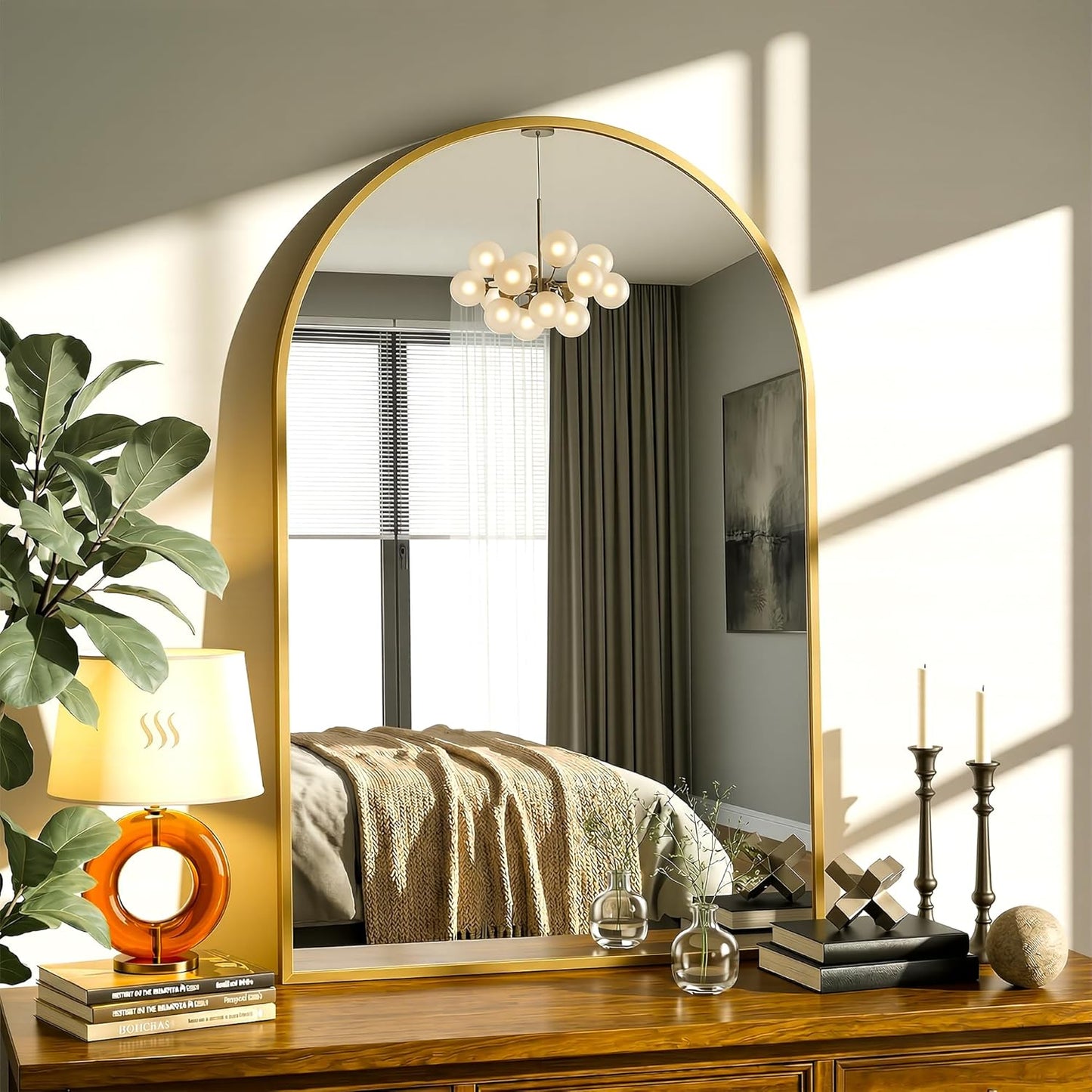 Antok Arched Bathroom Mirror, 20"x30" Wall Mounted Mirror, Vanity Mirrors for Over Sink, Aluminum Alloy Frame Bathroom Mirrors Living Room, Bedroom and Entryway, Black
