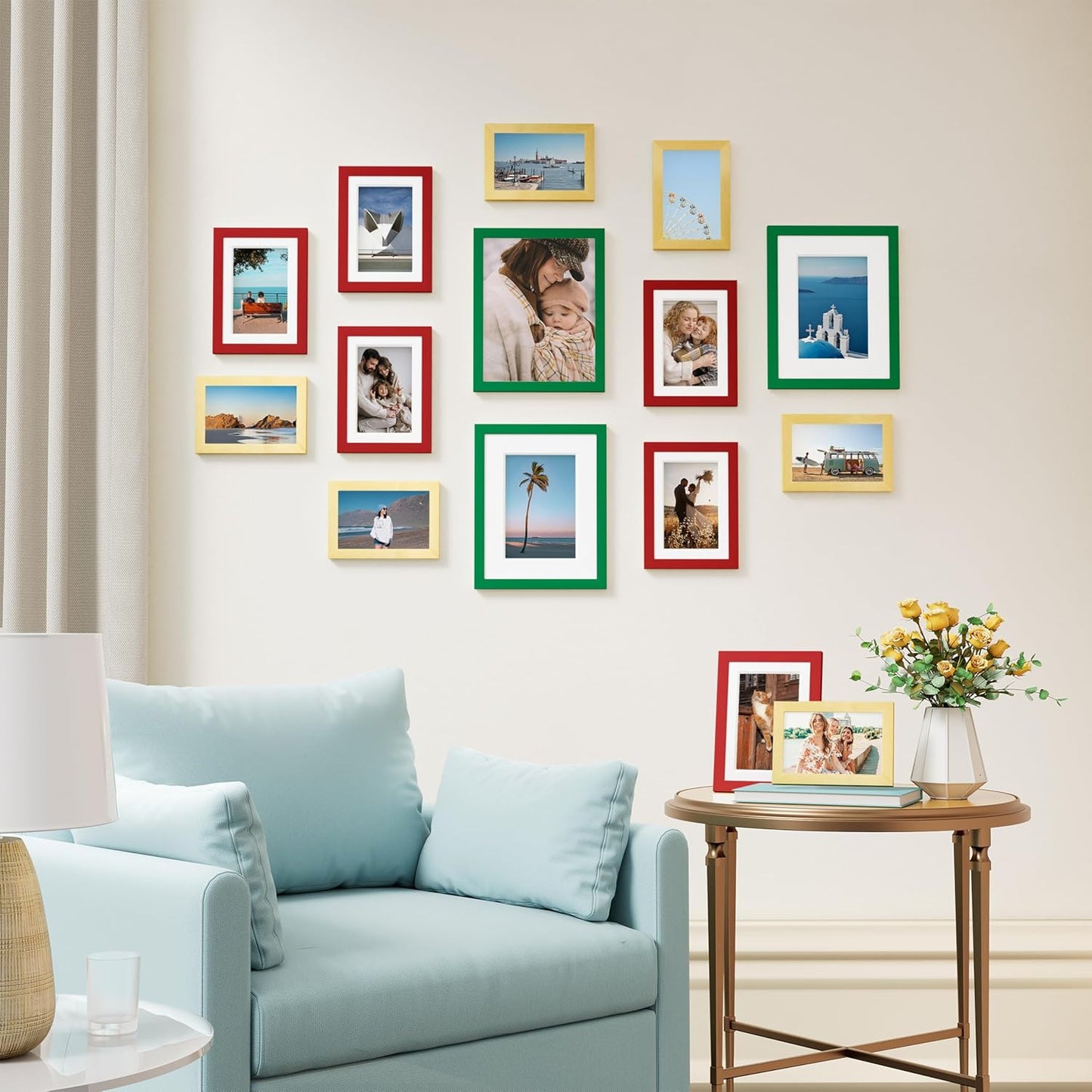 Vittanly 15 Pack Picture Frames Collage Wall Decor for Mounting or Tabletop Display, Gallery Frame Set for Family, Multi Sizes Including 3pcs 8x10, 6pcs 5x7, 6pcs 4x6, Black
