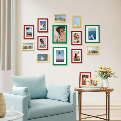 Vittanly 15 Pack Picture Frames Collage Wall Decor for Mounting or Tabletop Display, Gallery Frame Set for Family, Multi Sizes Including 3pcs 8x10, 6pcs 5x7, 6pcs 4x6, Black