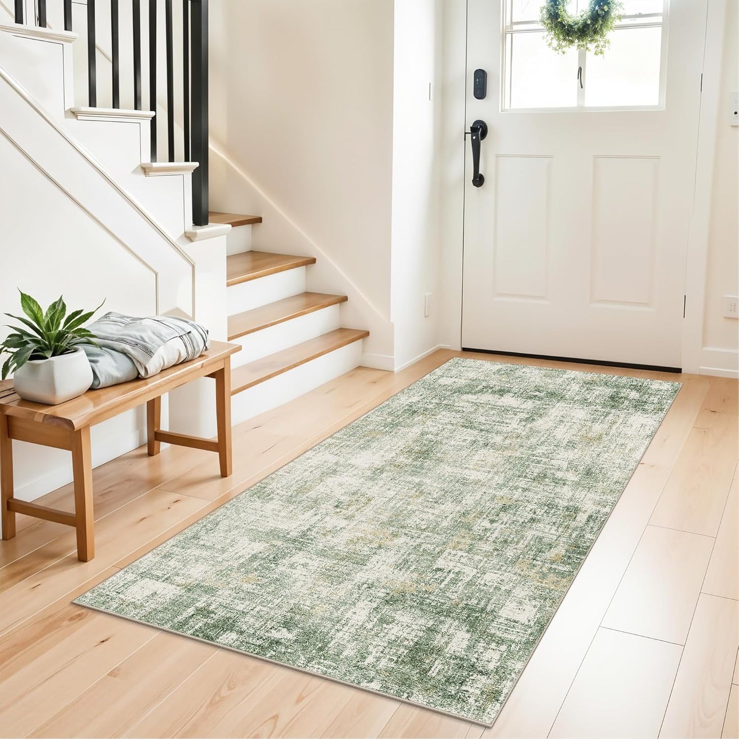 2x3 Washable Non-Slip Area Rug - Soft Low Pile Throw Rug for Kitchen Entryway Bedroom - Modern Indoor Door Mat with Rubber Backing (Beige Grey) - Colors B