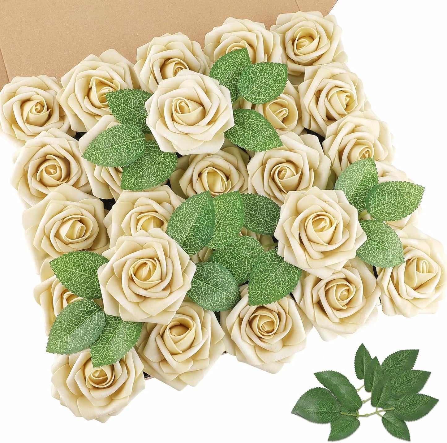 AmyHomie Artificial Flowers Dark Red Rose 25pcs Real Looking Fake Roses w/Stem for DIY Wedding Bouquets Centerpieces Arrangements Party Baby Shower Mothers Day Christmas Tree Decorations