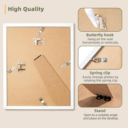 HappyHapi 4x6 Picture Frames Set of 10, Tabletop or Wall Display Pictures 3.5x5 with Mat or 4x6 Without, Multi Photo Frames Collage (Black)