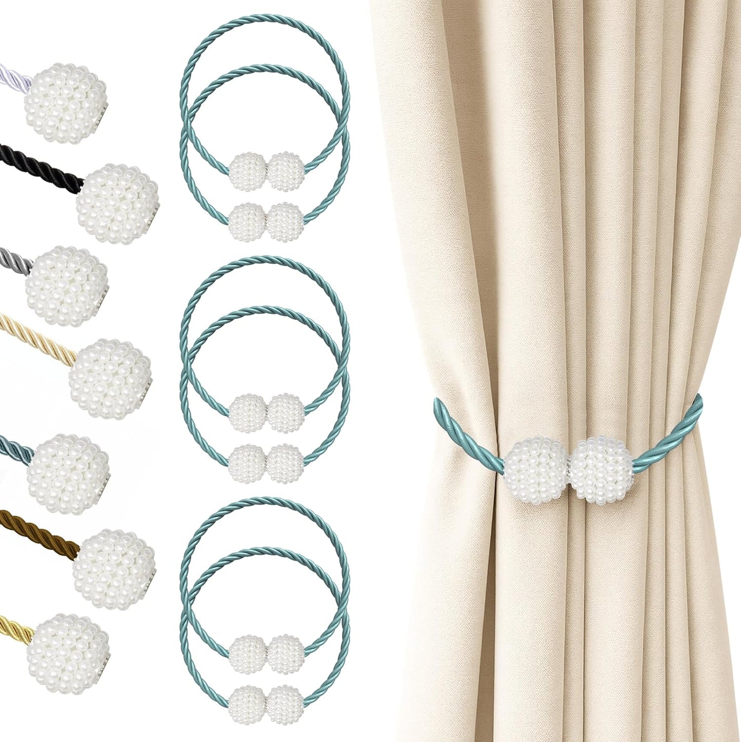 Hion Magnetic Curtain Tiebacks Black 2pcs, Curtain Tiebacks Buckles Holdbacks Holders Hooks Clip for Home Outdoor Bedroom Office Decorative Curtain