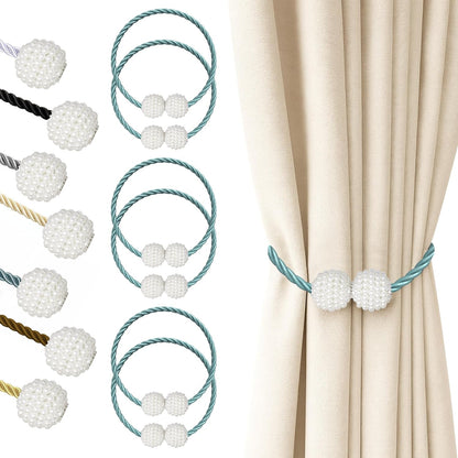 Hion Magnetic Curtain Tiebacks Black 2pcs, Curtain Tiebacks Buckles Holdbacks Holders Hooks Clip for Home Outdoor Bedroom Office Decorative Curtain