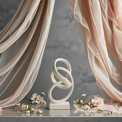 10" Modern Abstract Ribbon Decorative Sculpture, Knot Sculptures,Home Decor,Coffee Table Statues,Dining Living Room Desk Decor（White）