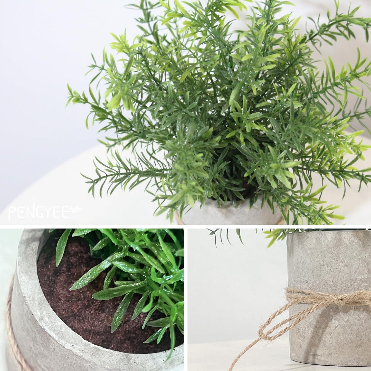 4 Pack Small Fake Plants in White Pulp Pot for Home Decor, Artificial Plants Indoor, Small Faux Plants Indoor for Bathroom Bedroom Kitchen Office Farmhouse Room Shelf Decor