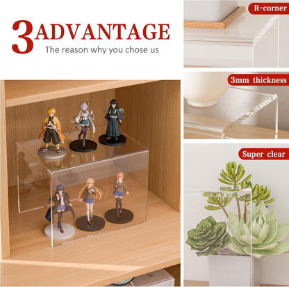 Sezanrpt Acrylic Shelf Riser 12x4.7x3 pack of 2, Desktop Rectangular Acrylic Tray Pedestal Stand for Funko Pop Figure, Bags, 12x4.7x3 Inch