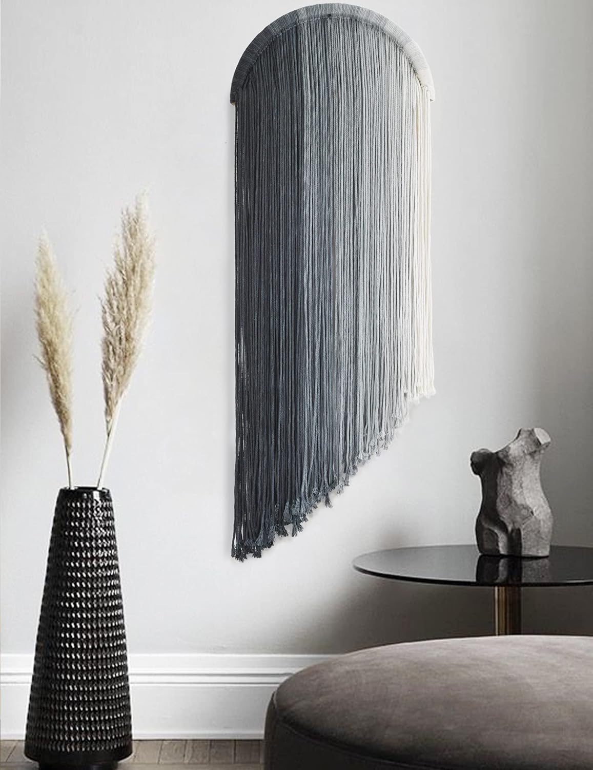 Flber 2 Pcs Macrame Wall Hanging Boho Wall Decor Handmade Macrame Art Tapestry Wedding Macrame Backdrop 13.7" W x 51" L For Living room Bedroom Headboard Decor