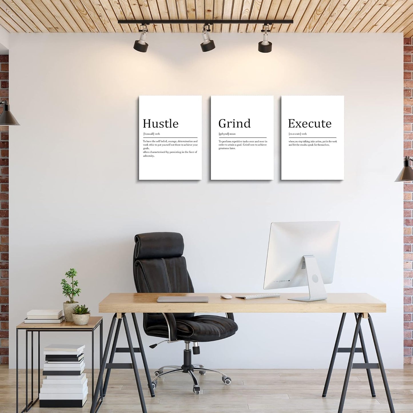 Inspirational Canvas Painting Wall Art -EPHANY ART,Mindset Quotes Prints, Success Framed Entrepreneur Poster Positive Quotes Wall Poster for Home Office Workplace (M-3pcs,12x16inchx3pcs)