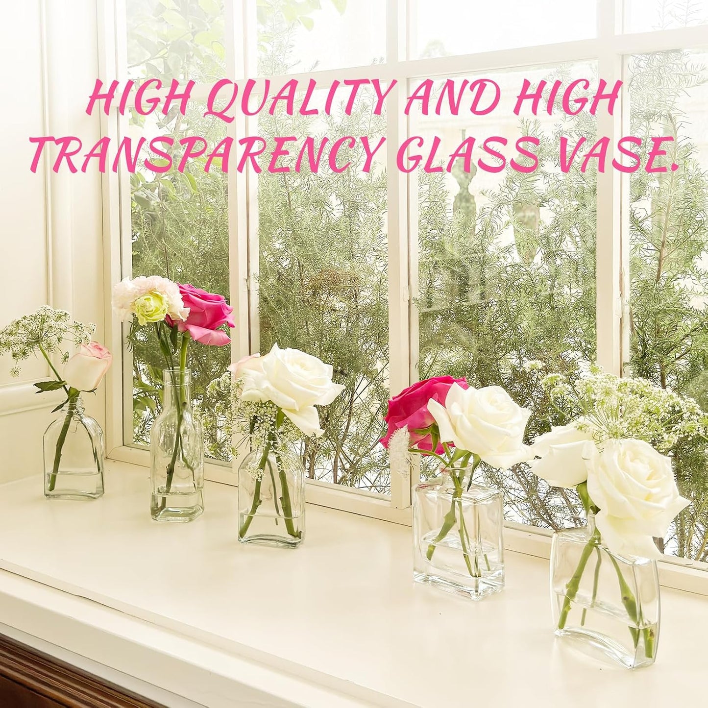 Bud Vases Set of 12, Clear Glass Bud Vase in Bulk, Small Vases for Centerpiece Mini Modern Flower Vase Transparent, Wedding Party Table Home Decor