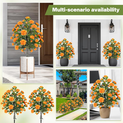 Lunmon 2 Pack 3ft Artificial Camellia Plants Tree 36" Faux Camellia Flower with Spike UV Resistant Realistic Fake Floral Blooming Bush for Indoor Outdoor Front Door Porch Backyard Garden, Purple